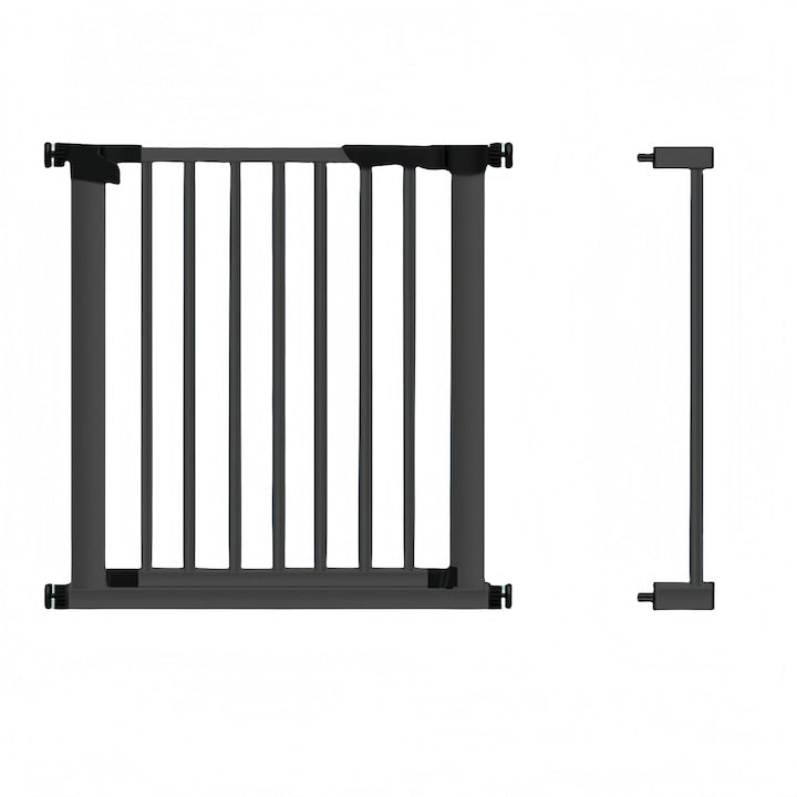 Wacorresi Safety Gate, Child Protection, adjustable dimensions 83-90cm, Height 76cm with 7cm extension, two-way door opening, super load-bearing, automatic closing, no-drill installation, for stairs or doors, black