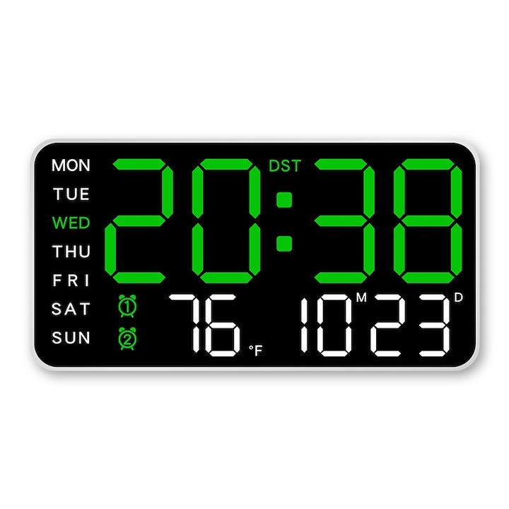 Digital borderless multifunctional simple plastic clock 215x27x110mm Green