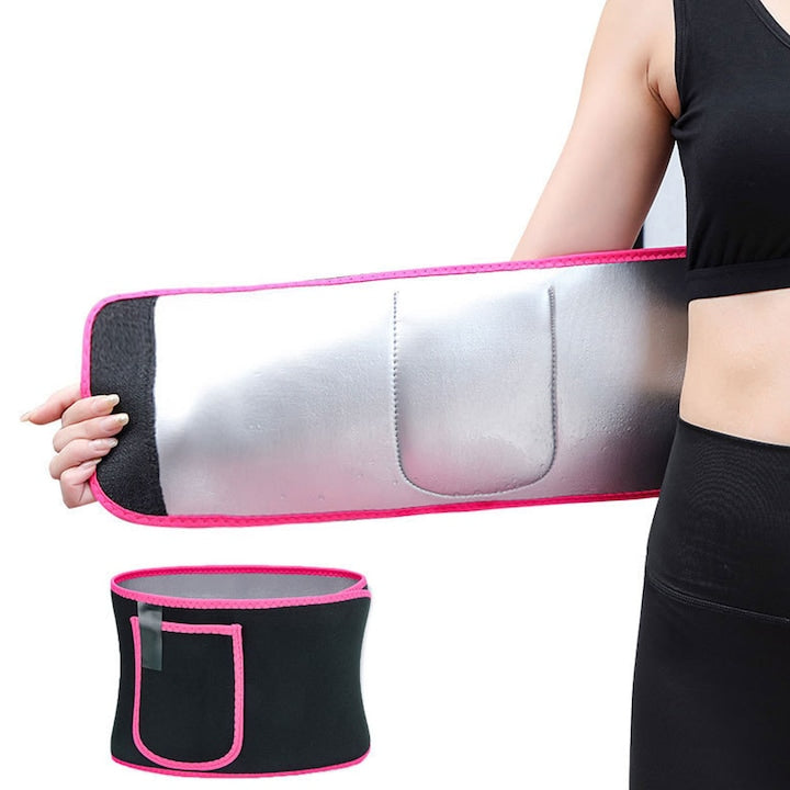 Centura de slabit  ZGGZERG  Centura lombara  tip corset  refacere postnatala  suport lombar  compresie dubla  talie si abdomen  marime ajustabila cu velcro  pentru eliminarea tesutului adipos de pe abdomen  corector postura  neopren  100*8cm  roz