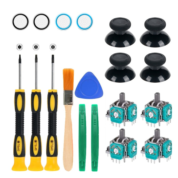 SINBINTA Repair Kit for XBOX ONE/XBOX ONE Series S Controller, with Joystick, Screwdriver, Double-Ended Tools, Thumbstick Cap and Grip, Easy to Assemble, Wear-Resistant, Metal/ABS, Multicolor