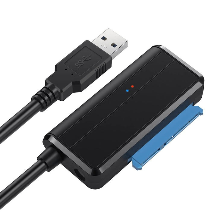 Adaptor USB 3.0 la SATA  Pentru HDD/SSD 2.5-inch si 3.5-inch  Negru