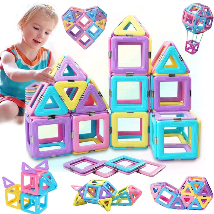 Set de 40 blocuri de construcție magnetice CHOOLY  diverse culori  3 ani+