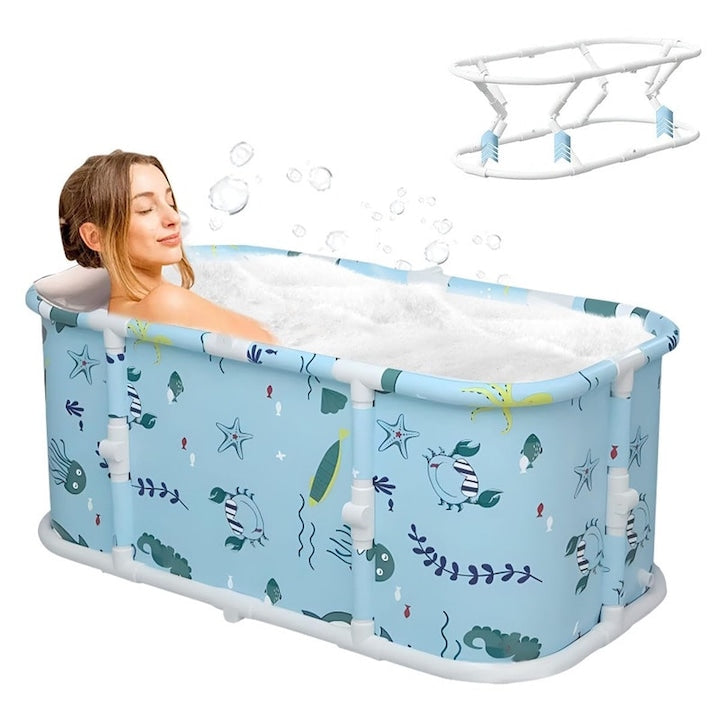 WALALLA Portable Folding Bathtub Thermal Insulation Blue 120x60x50cm