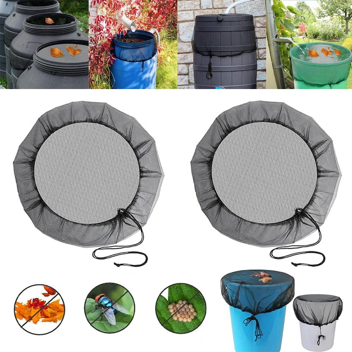 95cm Rain Barrel Protection Net, 2 Pcs Garden Rain Barrel Cover, Adjustable Water Tank Protection Net, Anti-Insect and Falling Leaves