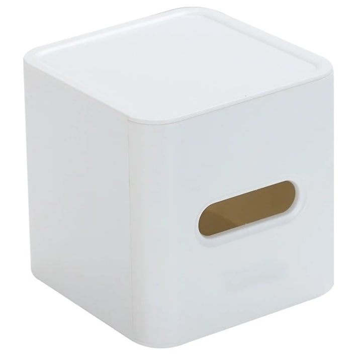 YANYXR BCS3239392 Square Plastic Tissue Box, Large Capacity, White, 14 x 14 x 14 cm