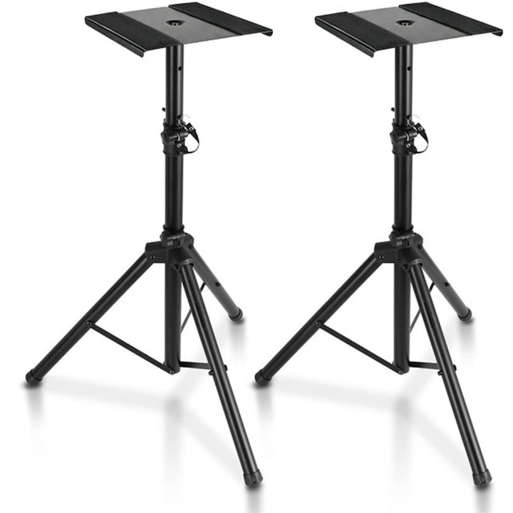 Set of 2 Walalla Speaker Stands, Professional Stands for DJs and Studio Monitors: Heavy-Duty Adjustable Pair (65-110 cm) with Anti-Vibration Pads, 30 kg Capacity for Optimal Sound