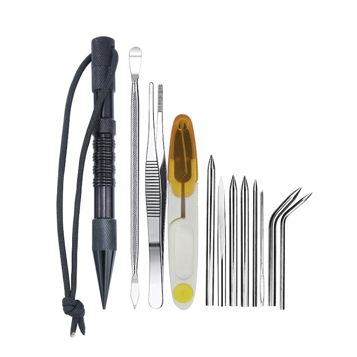 Set unelte impletit paracord 12 piese argintiu
