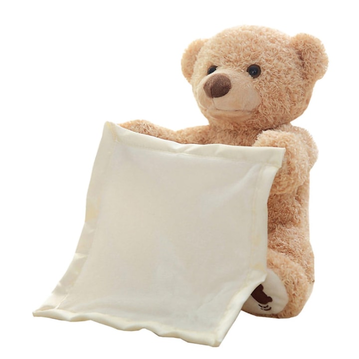 Jucarie interactiva  Ursulet de plus Cucu Bau  Latauar  Peek a Boo  crem