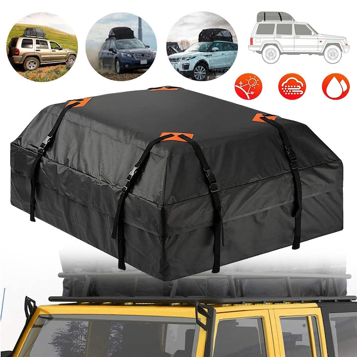 425L Black Waterproof Roof Bag, 87x112x44cm, for Cars and SUVs