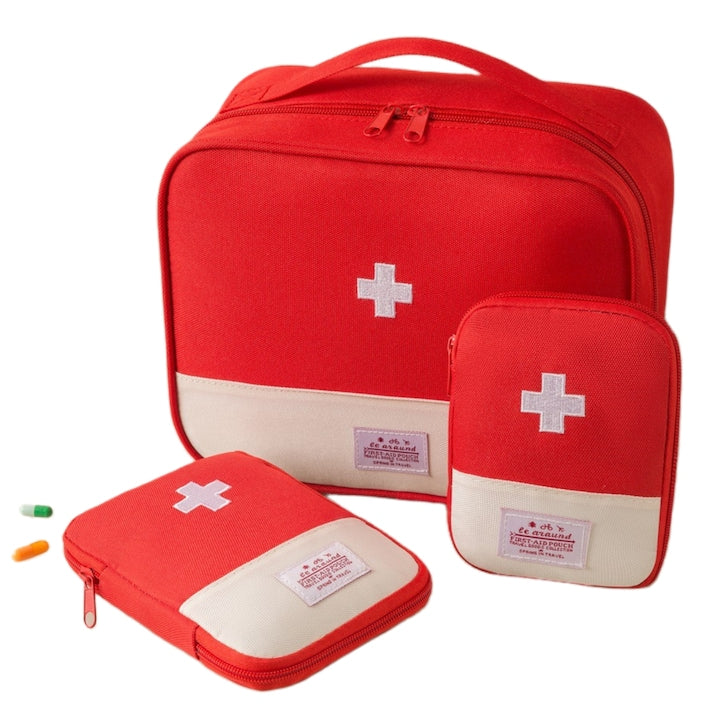 Set of 3 First Aid Kits, 3 Sizes, Water and Moisture Resistant, Two-way Zipper Design, Travel Organizer, Does not include medication, for home, camping, office, Oxford cloth