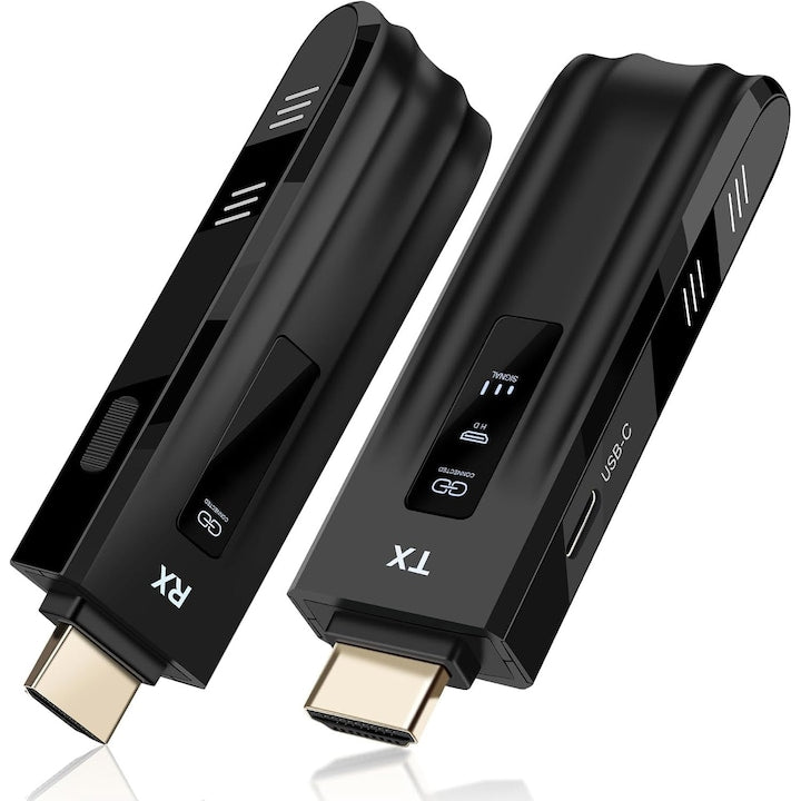 Wireless HDMI Transmitter and Receiver Set Full HD 1080P 60Hz Stable Signal 50 Meter Range Wireless Transmission Compatible with Various Devices Android/iOS/Windows Support TV Projector Laptop Premium Quality Modern Design OUYLAF Black