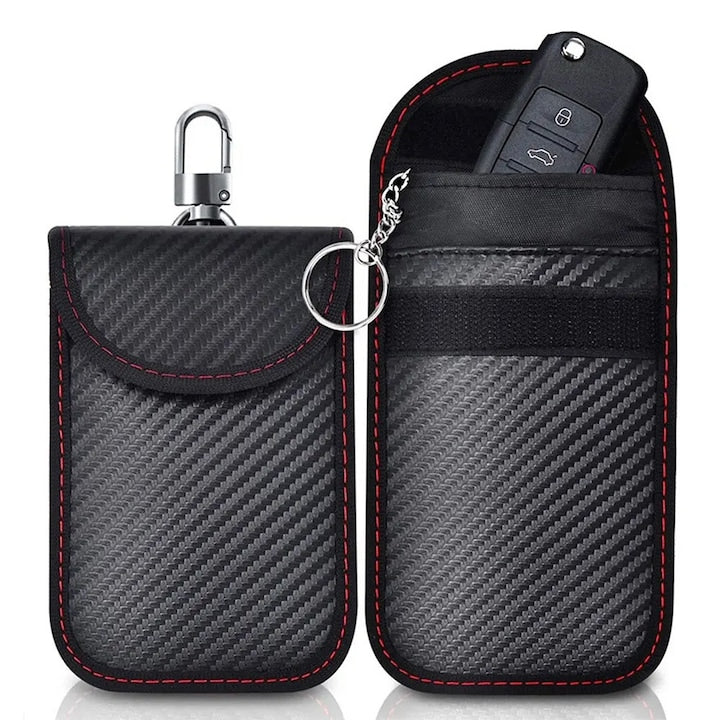 2-Pack Faraday Pouches for Car Keys, Garsonal, RFID, 9x13cm/9x14cm, Black