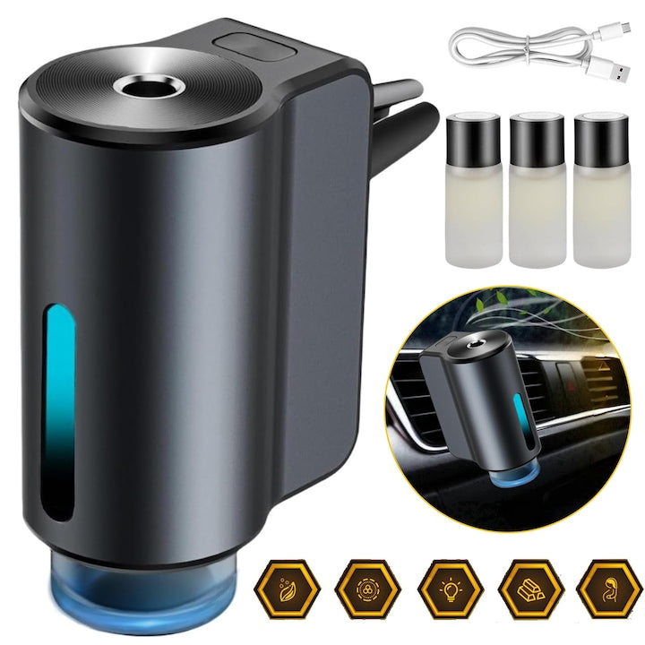 Difuzor Odorizant Auto  Odorizant Auto Inteligent Cu Trei Moduri Reglabile  Aromatizante Para Carro Cu 3 Uleiuri Esentiale  Odorizante Auto De Lunga Durata  Difuzor De Aroma Auto Reincarcabil  Negru