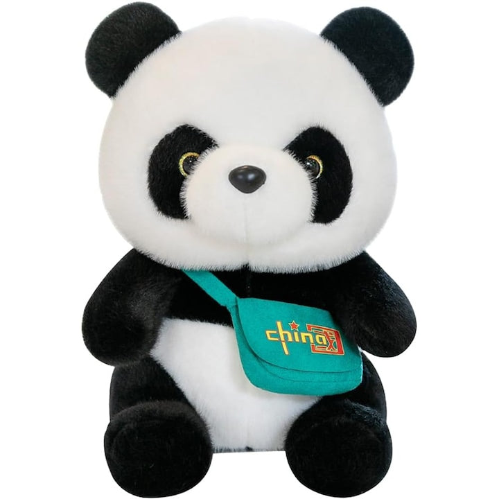 Jucarie de plus panda moale si pufoasa alb-negru 30x20cm