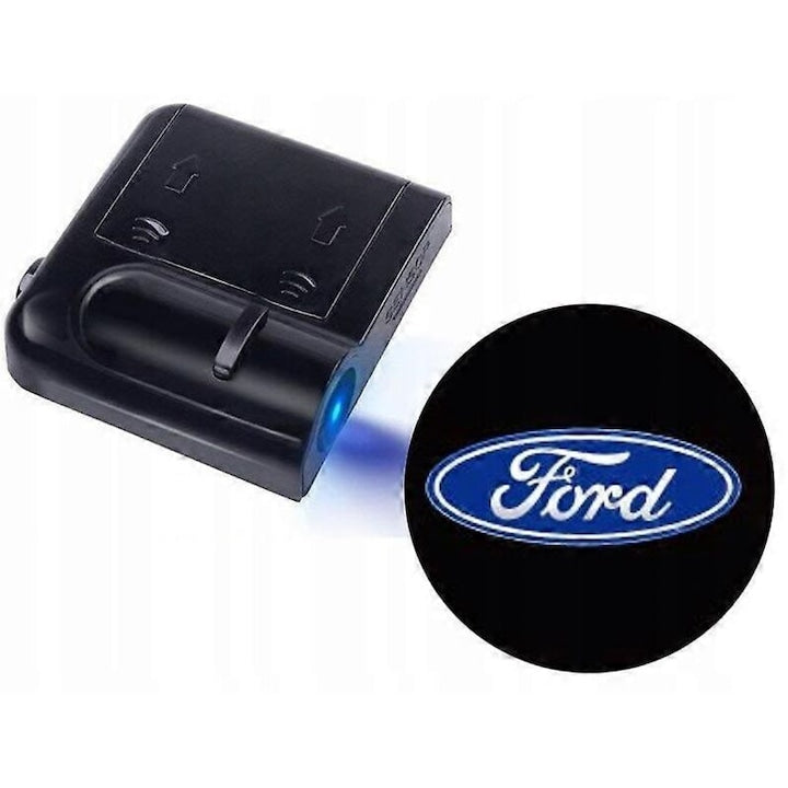Set 2 lampi LED wireless cu logo Ford 3D  6.8x6.4x2.1cm
