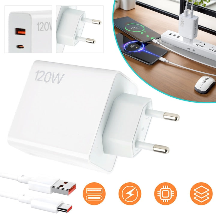 120W Fast Charger with 1m USB C Charging Cable for Xiaomi 14 13 12 13T 12T 12s Pro Lite USB Fast Charger Mobile Power Redmi Note 12 Pro/Note 11 Pro/POCO X6 Pro/X6/M6