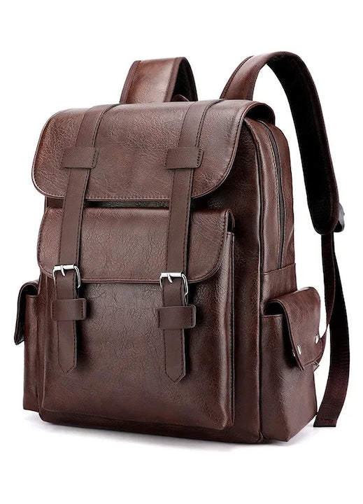 Rucsac umar piele impermeabil retro capacitate mare maro inchis