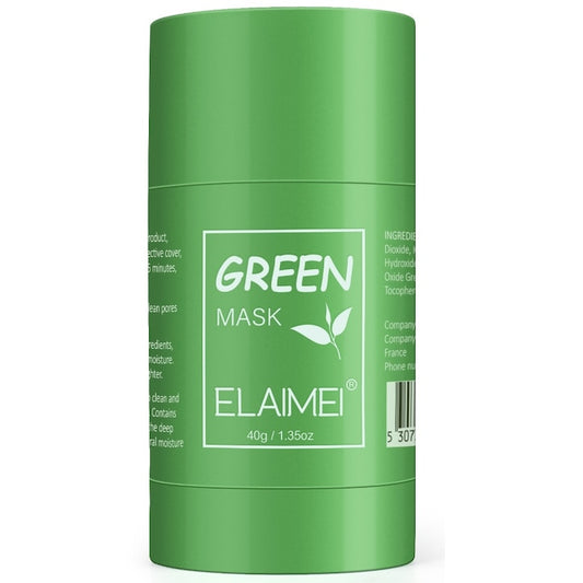 Masca stick Elaimei cu extract de ceai verde si argila alba  impotriva acneei si a punctelor negre  pentru curatare in profunzime si hidratare  40g