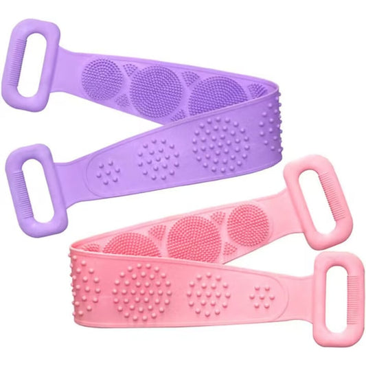 Set de 2 Perie tip banda din silicon pentru spalat pe spate  60 cm  Ronyes® violet/roz