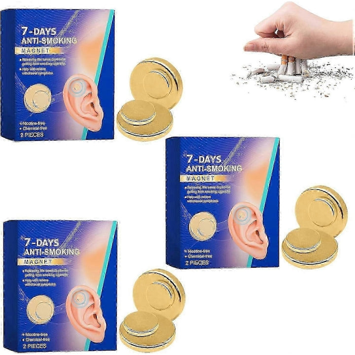 Magnet anti-fumat 7 zile  terapie acupresiune  finisaj din otel inoxidabil  fara chimicale  set