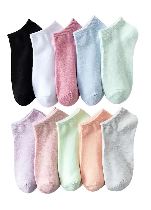 OEM - Set 10 perechi de sosete dama  bumbac  elastic  multicolor  36-39 EU
