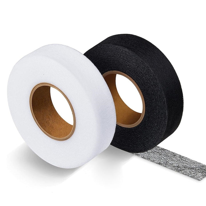 Set 2 banda termica pentru tiv  Nu este nevoie de cusut  dublu adeziva  adeziv termofuzibil pentru imbracaminte  intaritor de tesatura  64 m x 2.5 cm  Negru/Alb