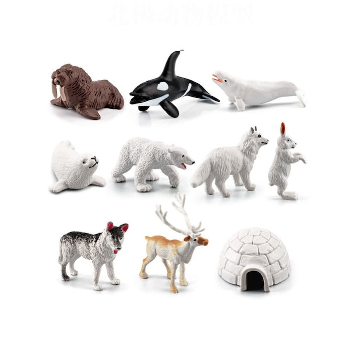 Set 10 figurine animale  Multifunctionale  jucarii educationale de invatare  Cupcake Toppers  PVC  Multicolor