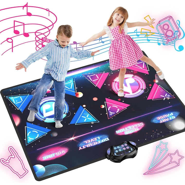 Musical Dance Mat for Kids WALALLA, Shines with Music, Single/Double Mode, Four Difficulty Levels, 120 cm x 90 cm, Helps Develop Brain, Memory, Confidence and Patience, Multicolor