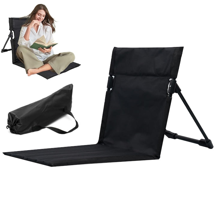 Portable Foldable Backrest, Adjustable, Stable Adjustable Support, One-Step Assembly, with Carry Bag, Multifunctional, Ergonomic, for Elderly and Disabled Persons, WALALLA, Black
