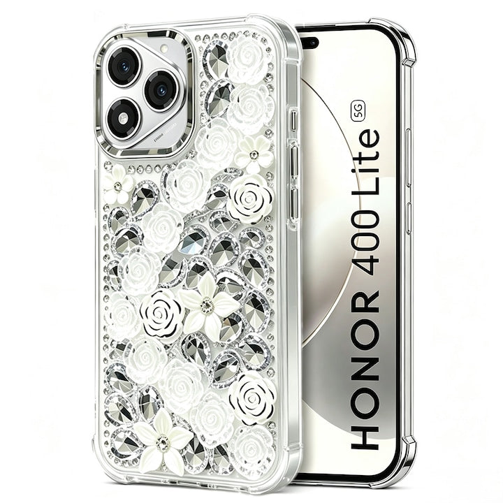 Husa pentru Honor 400 Lite cu Flori si Strasuri  Eleganta  Anti-zgarieturi  Transparent