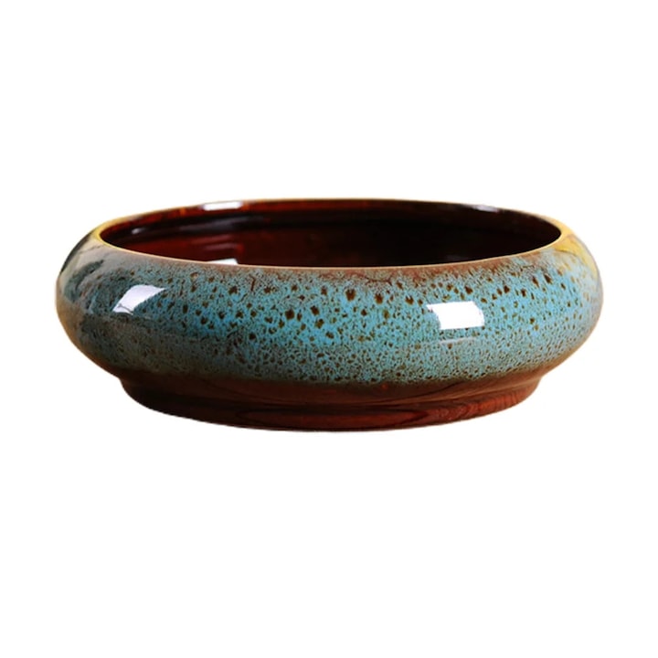 White ceramic pot for bonsai and succulents, 15x15x10cm