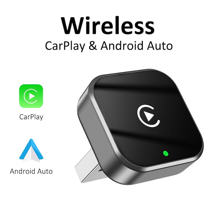 2-in-1 Wireless Adapter for CarPlay and Android Auto | Wired to Wireless Conversion | Bluetooth 5.0 | Automatic Connection | Plug & Play | USB-A and Type-C