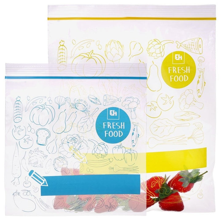 Set 40 Pungi Cu Fermoar  Excellent Houseware  20.5x21x24x29 cm  Multicolor  Plastic  Inchidere Etansa  Reutilizabile  Potrivite Pentru Frigider Si Congelator