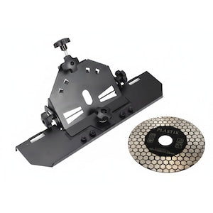 Set dispozitiv adaptor pentru taiere la 45° a placilor ceramice pentru polizor unghiular si disc diamantat 115 mm Matrix