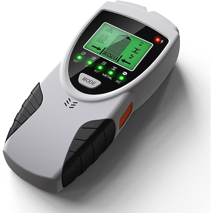 Detector portabil de grinzi de perete  scaner de grinzi de perete  detector de margine centrala a grinzilor cu buzzer si ecran cu iluminare de fundal  4 moduri de detectare si calibrare automata  pentru casa  birou  atelier  WALALLA  gri
