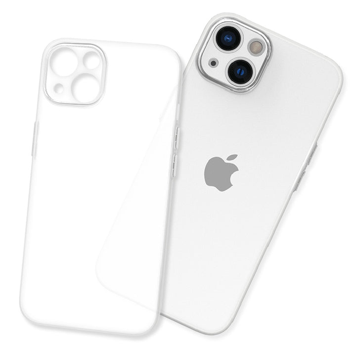 Set 2 Husa pentru iPhone 15 Plus  Ultrasubtire  TPU  Mata  anti-amprente  0.3mm  Frosted  Alb