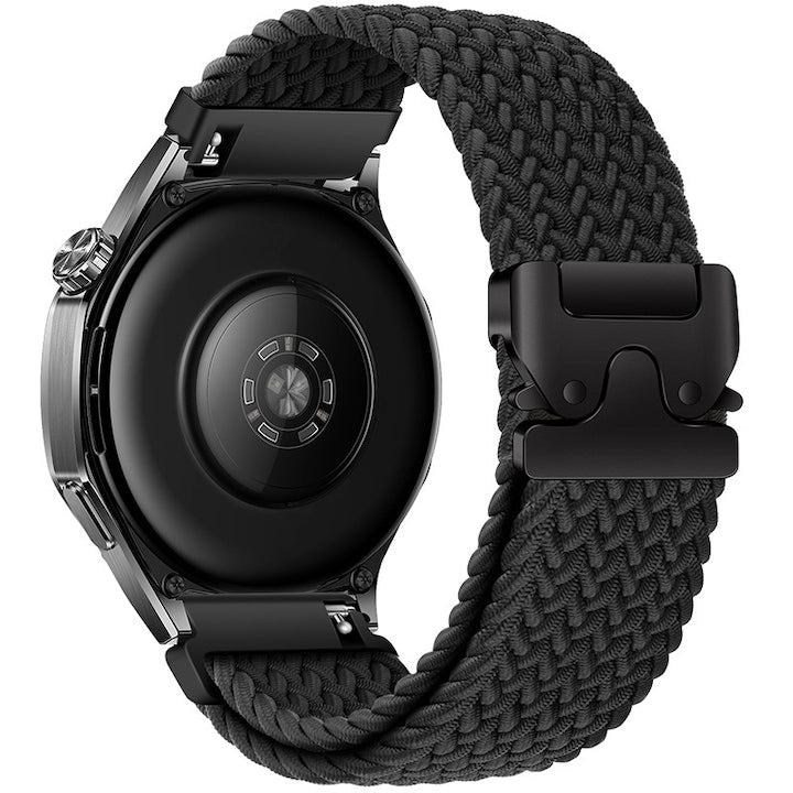 Curea ceas pentru Samsung Galaxy Watch 7/6/5/4/FE 40mm 44mm/Watch 6 4 Classic 46mm 42mm 47mm 43mm/5 Pro 45mm pentru barbati si femei  nailon elastic  ajustabila  atarama de parasuta  Negru