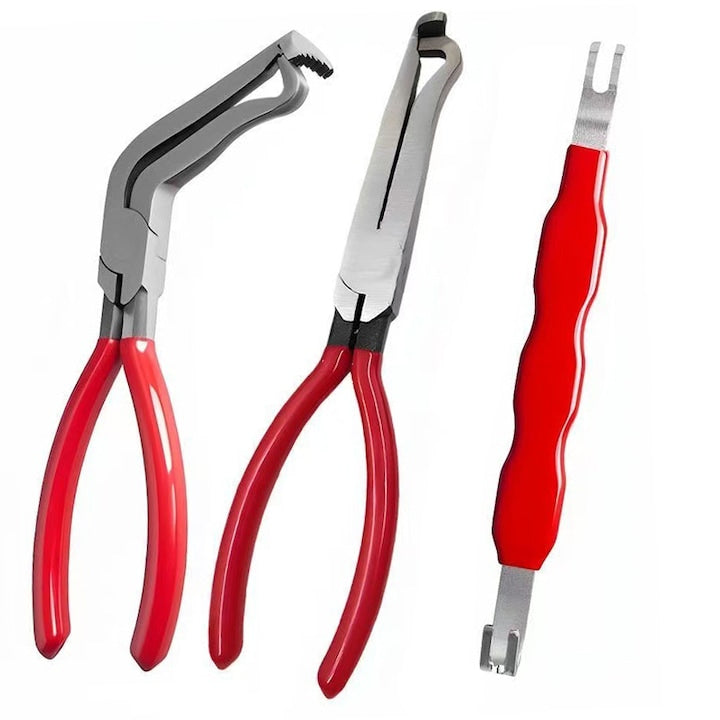 Cleste pentru deconectare electrica  cleste imbunatatit pentru conectori electrici  unealta pentru indepartarea conectorilor auto  ZOUN  3 bucati  pentru intretinerea masinilor/camioanelor  bricolaj  separator de conectori  cu cutie de depozitare  rosu