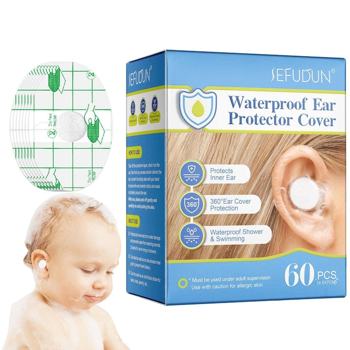 Set 60 plasturi impermeabili pentru urechi JENUOS  pentru bebelusi  alb