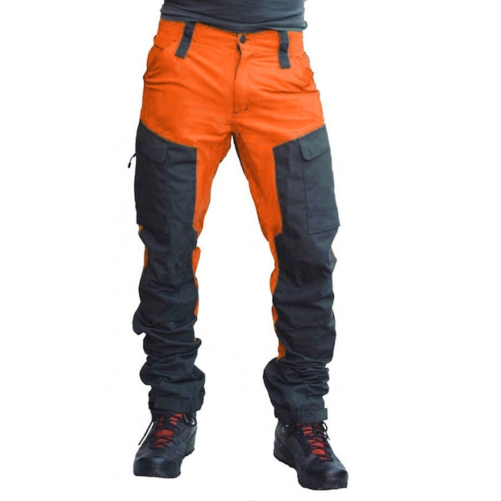 OEM - Pantaloni sport pentru barbati  nylon/poliester/elastan  cu buzunare  portocaliu/gri 12 rate cu 0% dobândă