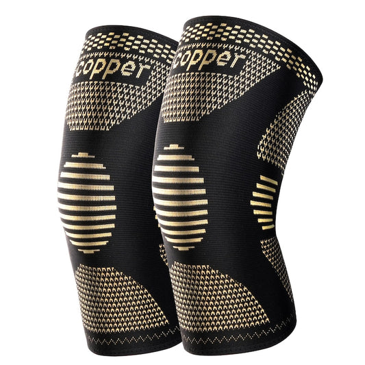 Set din 2 piese cu genunchiere de compresie din sarma de cupru  potrivite atat pentru barbati  cat si pentru femei  pentru fitness  alergare  baschet  fotbal  protectie pentru articulatia genunchiului  marime XL  negru