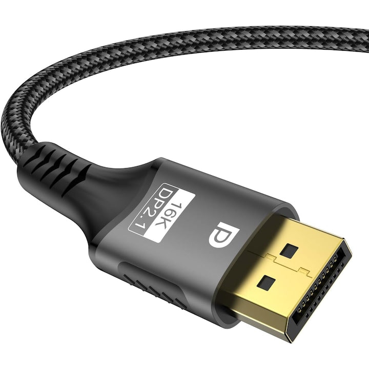 Cablu DisplayPort 2.1 16K  16K 30Hz  10K 60Hz  8K 120Hz  4K 240Hz tata-tata  HDR 80Gbps  3 m  Gri/Negru