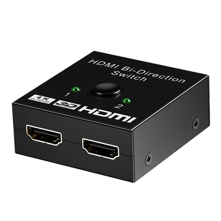 Comutator HDMI PsAyl 2xHDMI 2.0 4K 60Hz negru metalic