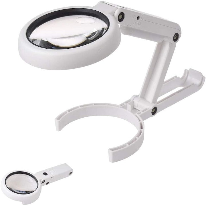 LED Magnifier 5X 11X 2 Lighting Modes for Reading Adjustable White