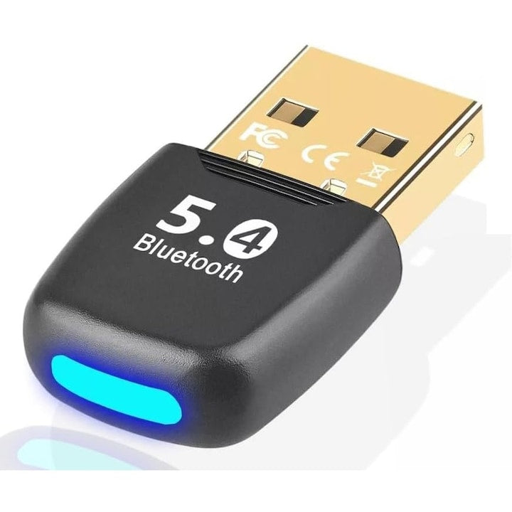 Adaptor Wireless  Bluetooth 5.4  USB de mare viteza  Transfer Rapid  BR+EDR/BLE  Pentru PC/Laptop  Casti Tastatura Maus Bluetooth Stereo Compatibil Windows 11/10/8.1/7  Negru
