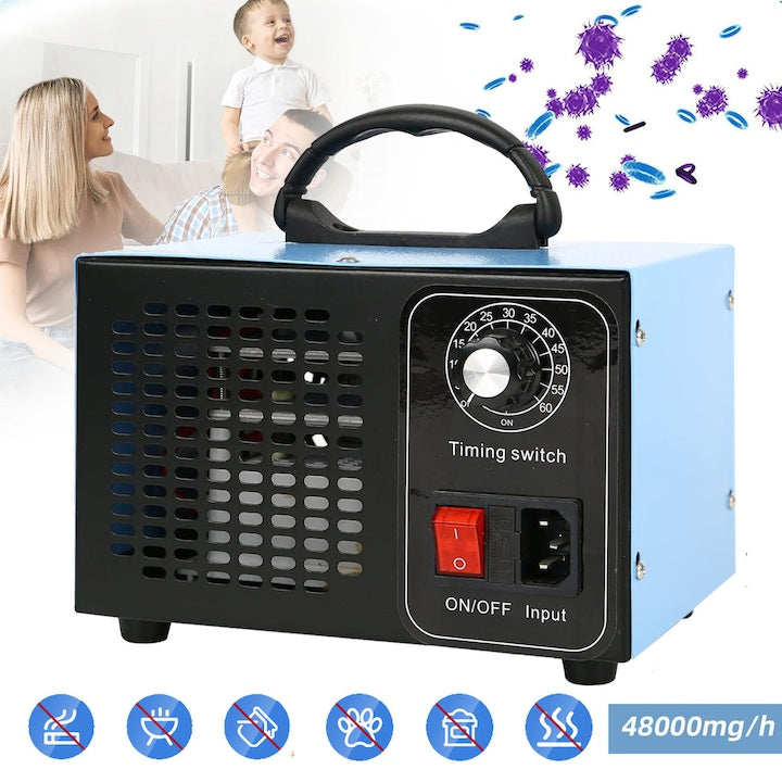 Generator de ozon  48.000 mg/h  purificator de aer cu temporizator de 60 minute  negru  20x14x13cm