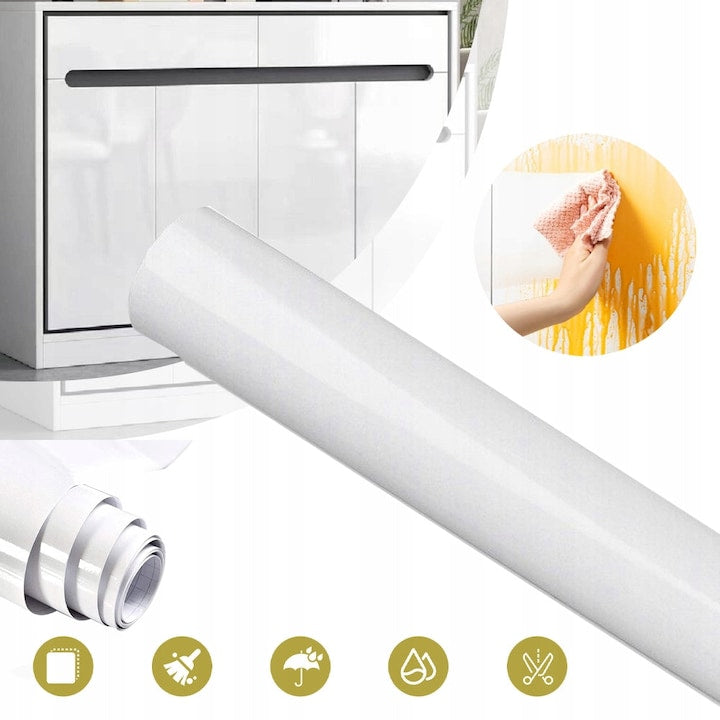 Tapet autoadeziv CHOOLY  PVC impermeabil  alb  60x500cm