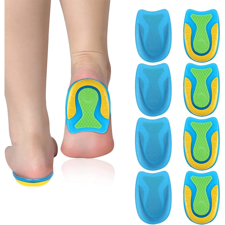 Set of 4 Silicone Heel Cups / Cushions for orthopedic comfort, 11.3x7.5x1.7cm, L, Blue