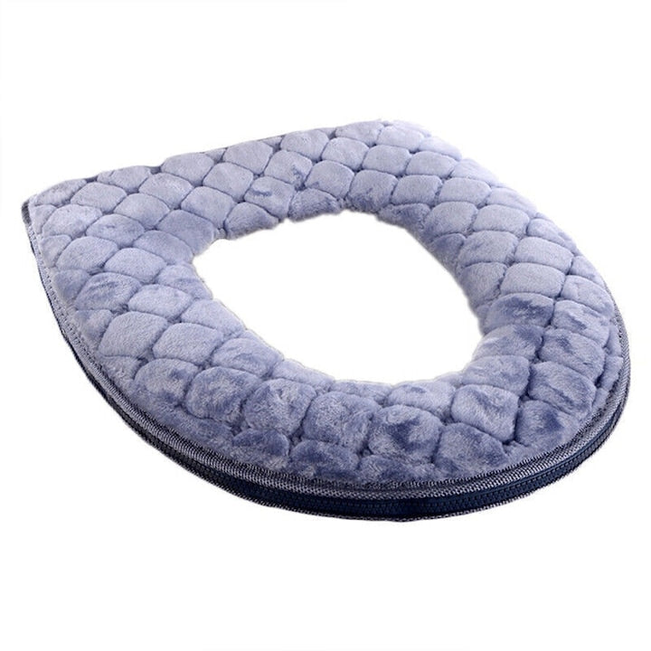 Warm WC seat cover with durable zipper, comfortable, made of fluffy and durable fabric, Grey