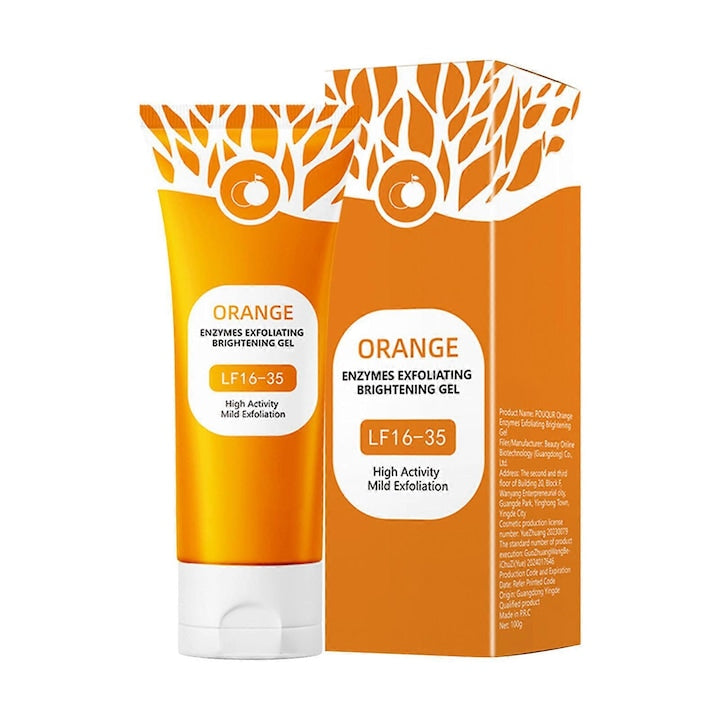 Gel exfoliant iluminator cu enzime portocalii  100g  pentru toate tipurile de ten  hidratant  netezitor